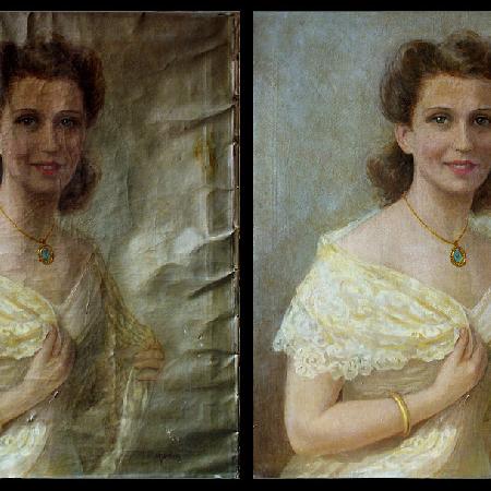 Lining of an oil on canvas painting.