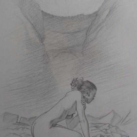 VAJONT<br>2018<br>Pencil on paper, 23.6 x 15.7 in.