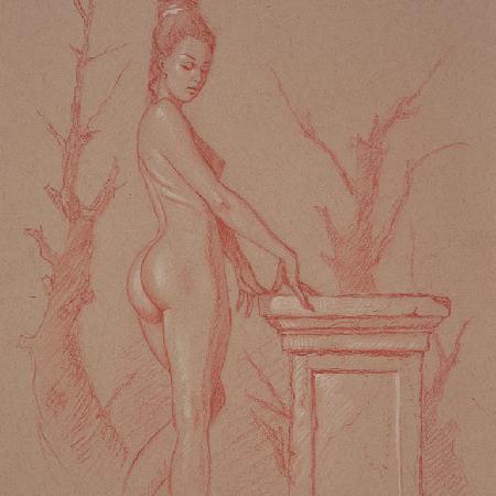 ANNALISA<br>2022<br>Sanguine on paper, 30 x 22 in.