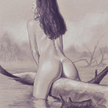 ANNALISA<br>2024<br>Charcoal and white chalk on paper, 24 x 45 in.