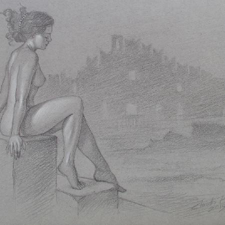 ROVINE - 2019<br>Matita e gessetto bianco su carta, cm 30,5 x 22,9