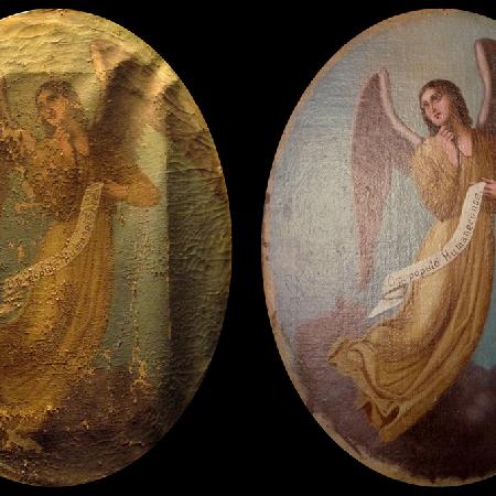 Foderatura di un dipinto ad olio su tela.